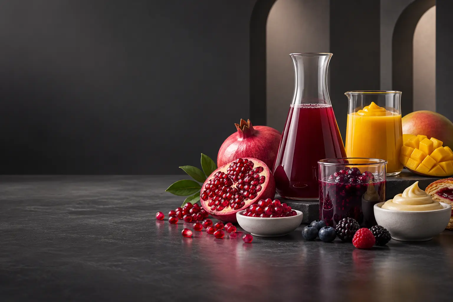 Illustrative pomegranate and fruit ingredient composition for GCC market development
